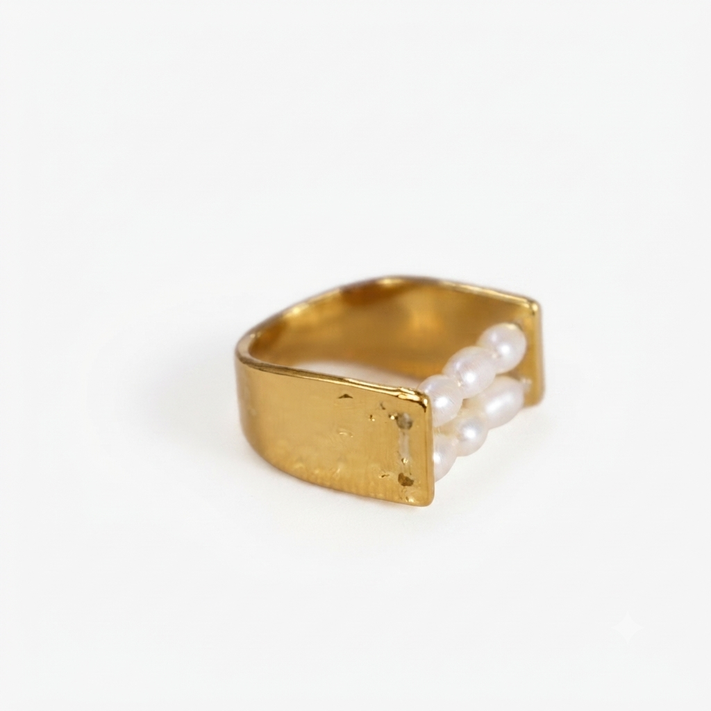 Anillo dos tiras de perlas - Image 2