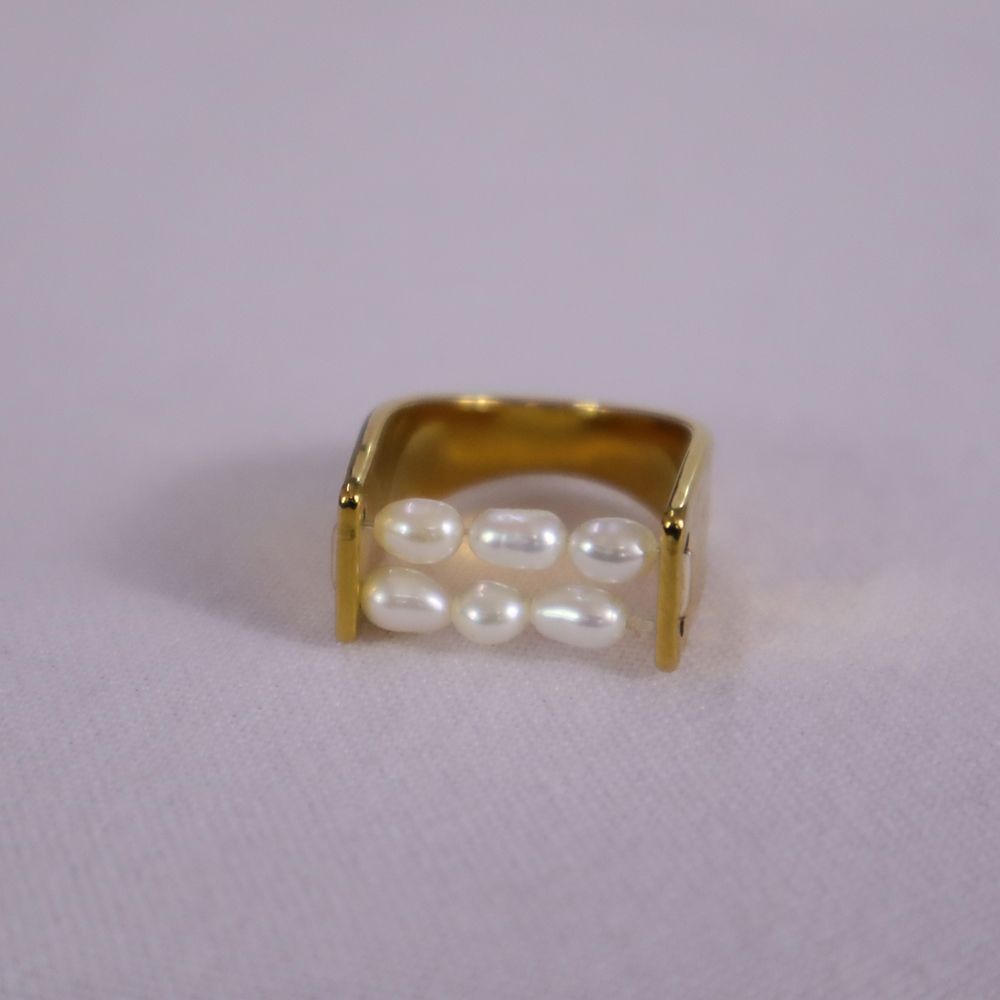 Anillo dos tiras de perlas - Image 4
